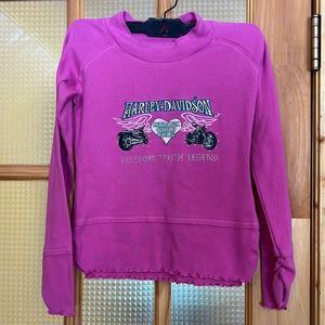 Vintage girls pink Harley Davidson long sleeve embroidered shirt